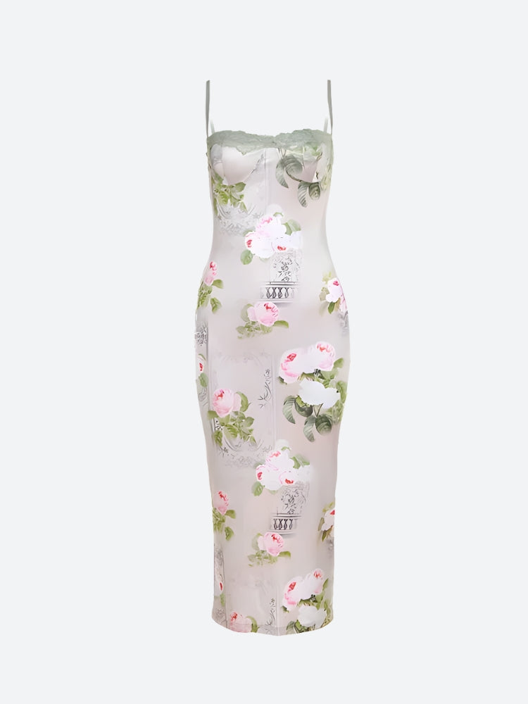 Stylish Work Outfits, Outfit Summer Ideas Satin Floral Midi Dress Stylish Work Outfits, Outfit Summer Ideas Satin Floral Midi Dress