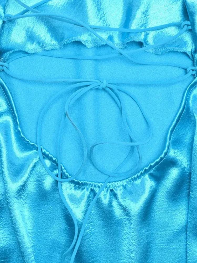 Stylish Work Outfits, Outfit Summer Ideas Satin Lace Up Backless Mini Dress Stylish Work Outfits, Outfit Summer Ideas Satin Lace Up Backless Mini Dress