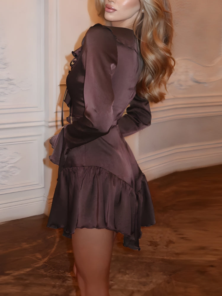 Stylish Work Outfits, Outfit Summer Ideas Satin Ruffled Mini Dress Stylish Work Outfits, Outfit Summer Ideas Satin Ruffled Mini Dress