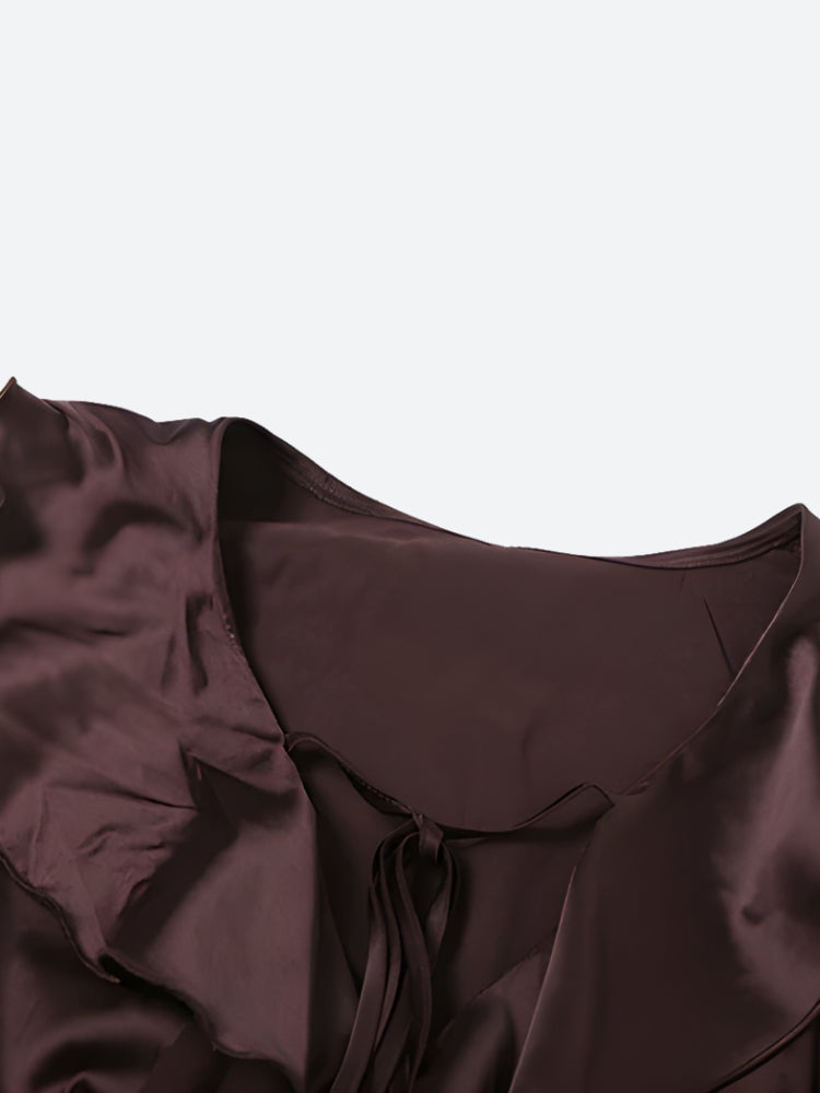 Stylish Work Outfits, Outfit Summer Ideas Satin Ruffled Mini Dress Stylish Work Outfits, Outfit Summer Ideas Satin Ruffled Mini Dress