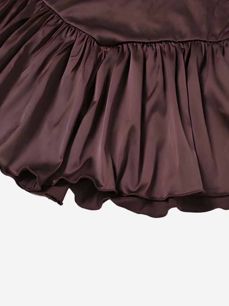 Stylish Work Outfits, Outfit Summer Ideas Satin Ruffled Mini Dress Stylish Work Outfits, Outfit Summer Ideas Satin Ruffled Mini Dress