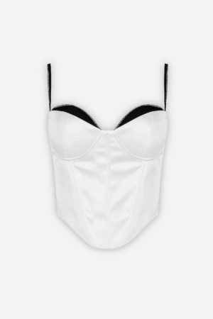 Stylish Work Outfits, Outfit Summer Ideas Satin Zip-Up Layered Corset Top