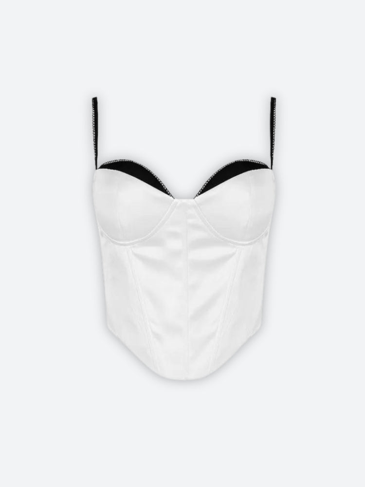 Stylish Work Outfits, Outfit Summer Ideas Satin Zip-Up Layered Corset Top Stylish Work Outfits, Outfit Summer Ideas Satin Zip-Up Layered Corset Top