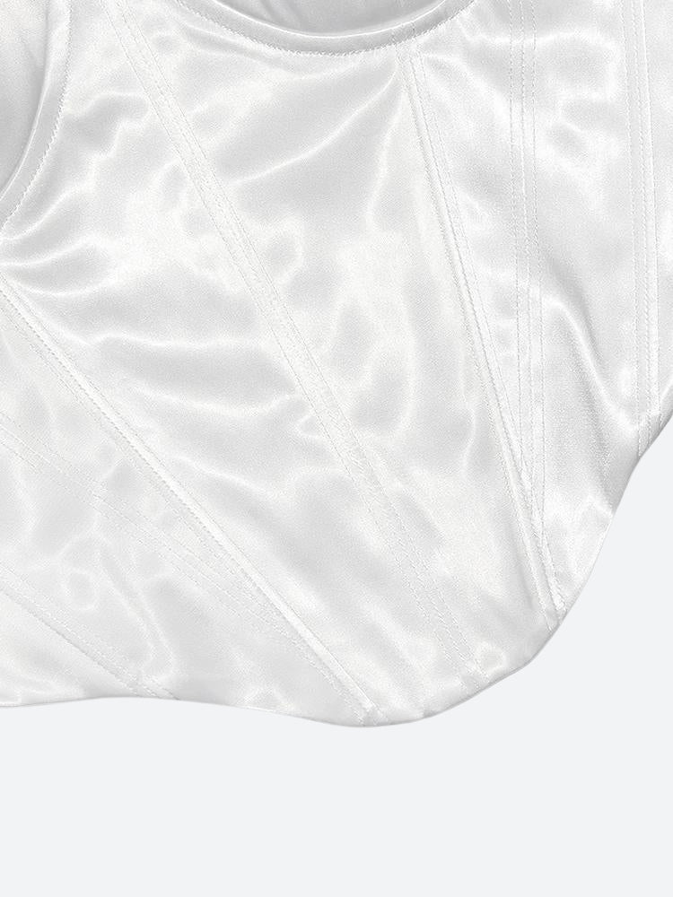 Stylish Work Outfits, Outfit Summer Ideas Satin Zip-Up Layered Corset Top Stylish Work Outfits, Outfit Summer Ideas Satin Zip-Up Layered Corset Top