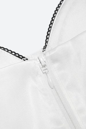 Stylish Work Outfits, Outfit Summer Ideas Satin Zip-Up Layered Corset Top