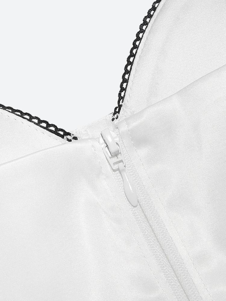 Stylish Work Outfits, Outfit Summer Ideas Satin Zip-Up Layered Corset Top Stylish Work Outfits, Outfit Summer Ideas Satin Zip-Up Layered Corset Top