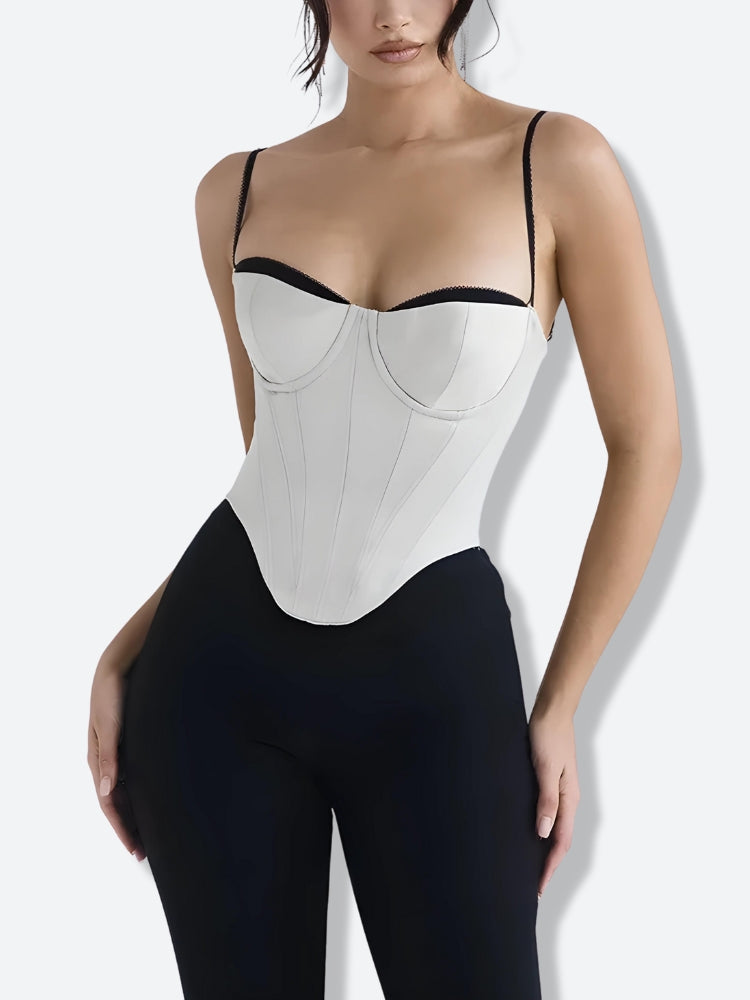 Stylish Work Outfits, Outfit Summer Ideas Satin Zip-Up Layered Corset Top Stylish Work Outfits, Outfit Summer Ideas Satin Zip-Up Layered Corset Top