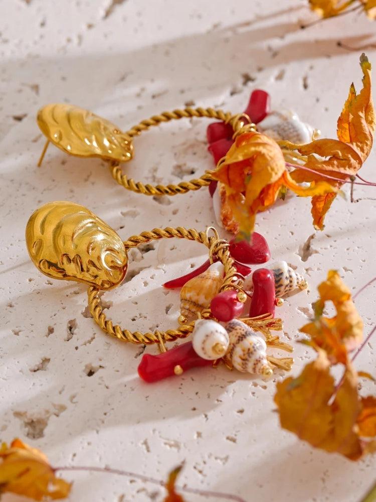 Stylish Work Outfits, Outfit Summer Ideas Seashell Beaded Hoop Earrings Stylish Work Outfits, Outfit Summer Ideas Seashell Beaded Hoop Earrings