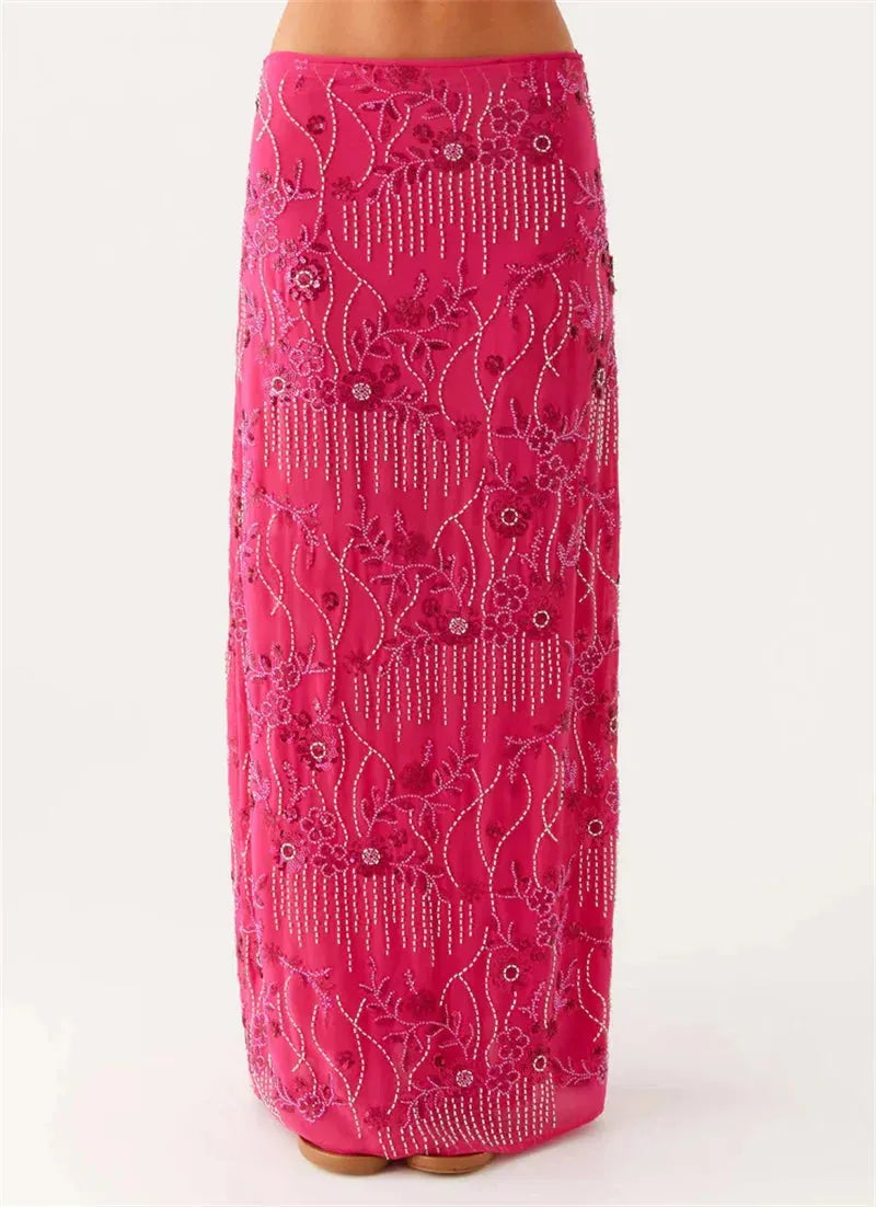 Stylish Work Outfits, Outfit Summer Ideas Sequin Embellished Maxi Skirt Stylish Work Outfits, Outfit Summer Ideas Sequin Embellished Maxi Skirt