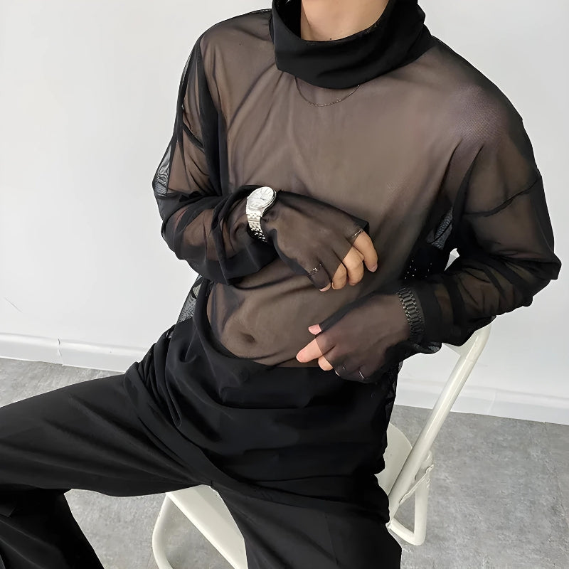 Stylish Work Outfits, Outfit Summer Ideas Sheer Mesh Turtle Neck Top Stylish Work Outfits, Outfit Summer Ideas Sheer Mesh Turtle Neck Top