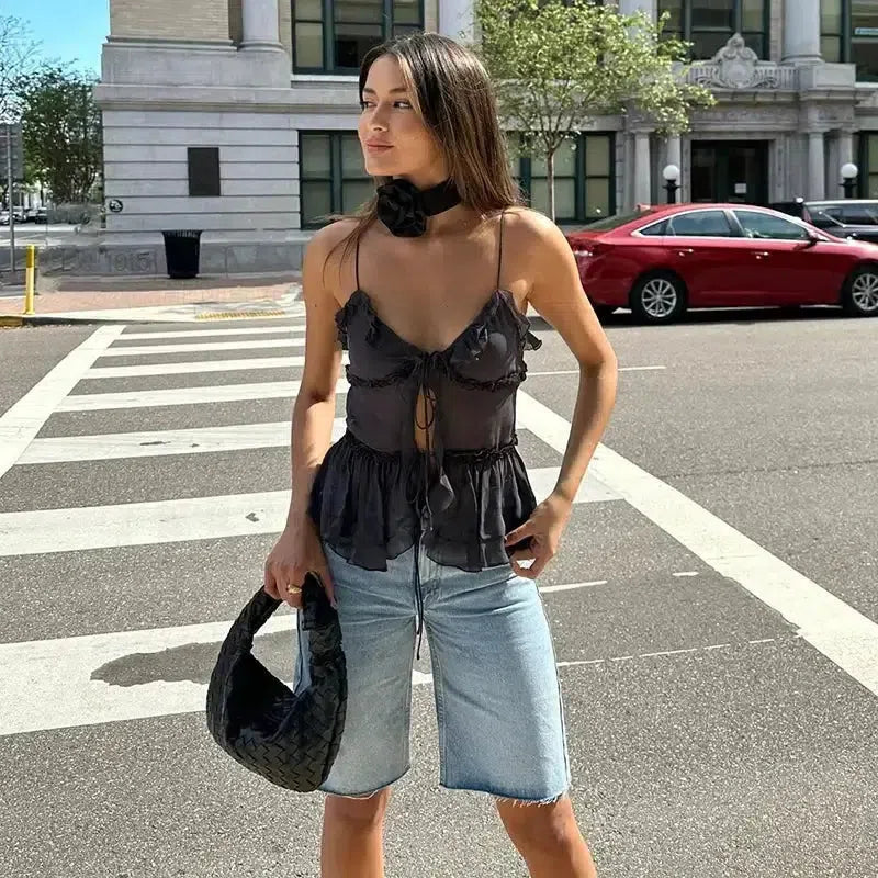 Stylish Work Outfits, Outfit Summer Ideas Sheer Open Front Top Stylish Work Outfits, Outfit Summer Ideas Sheer Open Front Top