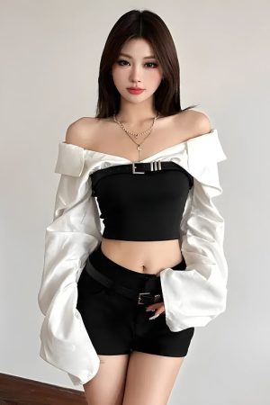 Stylish Work Outfits, Outfit Summer Ideas Shirt Corset Top