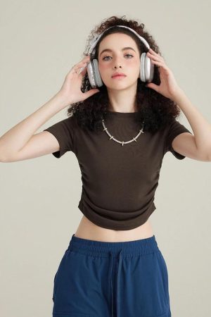 Stylish Work Outfits, Outfit Summer Ideas Side Ruched Crop Top