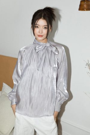 Stylish Work Outfits, Outfit Summer Ideas Silk Neck Tie Top