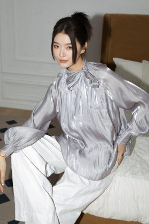 Stylish Work Outfits, Outfit Summer Ideas Silk Neck Tie Top