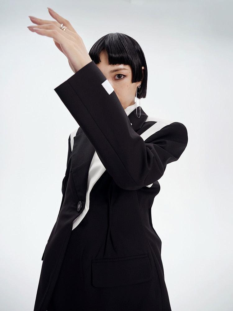 Stylish Work Outfits, Outfit Summer Ideas Single Button Color Block Blazer Stylish Work Outfits, Outfit Summer Ideas Single Button Color Block Blazer