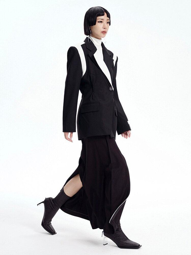 Stylish Work Outfits, Outfit Summer Ideas Single Button Color Block Blazer Stylish Work Outfits, Outfit Summer Ideas Single Button Color Block Blazer