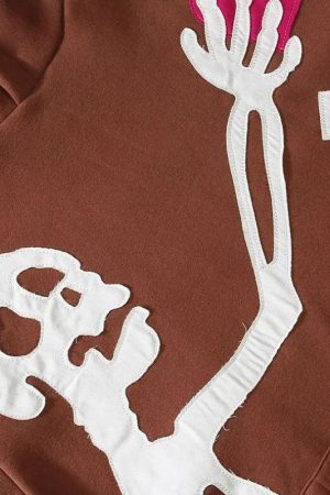 Stylish Work Outfits, Outfit Summer Ideas Skeleton Patch Hoodie