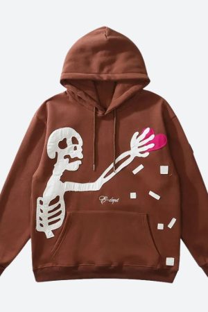 Stylish Work Outfits, Outfit Summer Ideas Skeleton Patch Hoodie