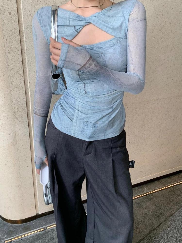 Stylish Work Outfits, Outfit Summer Ideas Sky Cut Out Ruched Top Stylish Work Outfits, Outfit Summer Ideas Sky Cut Out Ruched Top