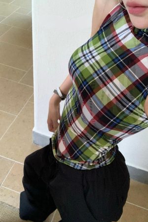 Stylish Work Outfits, Outfit Summer Ideas Sleeveless Plaid Top