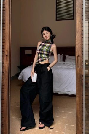 Stylish Work Outfits, Outfit Summer Ideas Sleeveless Plaid Top