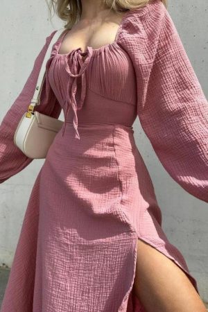 Stylish Work Outfits, Outfit Summer Ideas Slit Midi Dress