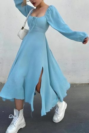 Stylish Work Outfits, Outfit Summer Ideas Slit Midi Dress