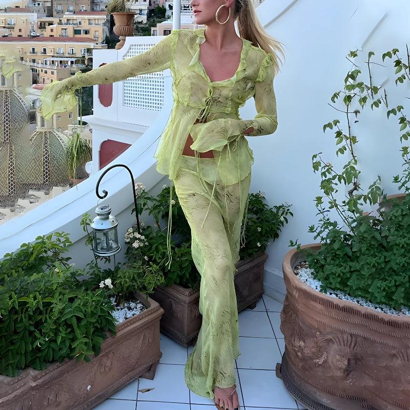 Stylish Work Outfits, Outfit Summer Ideas Snakeskin Blouse & Maxi Skirt Two Piece Set Stylish Work Outfits, Outfit Summer Ideas Snakeskin Blouse & Maxi Skirt Two Piece Set