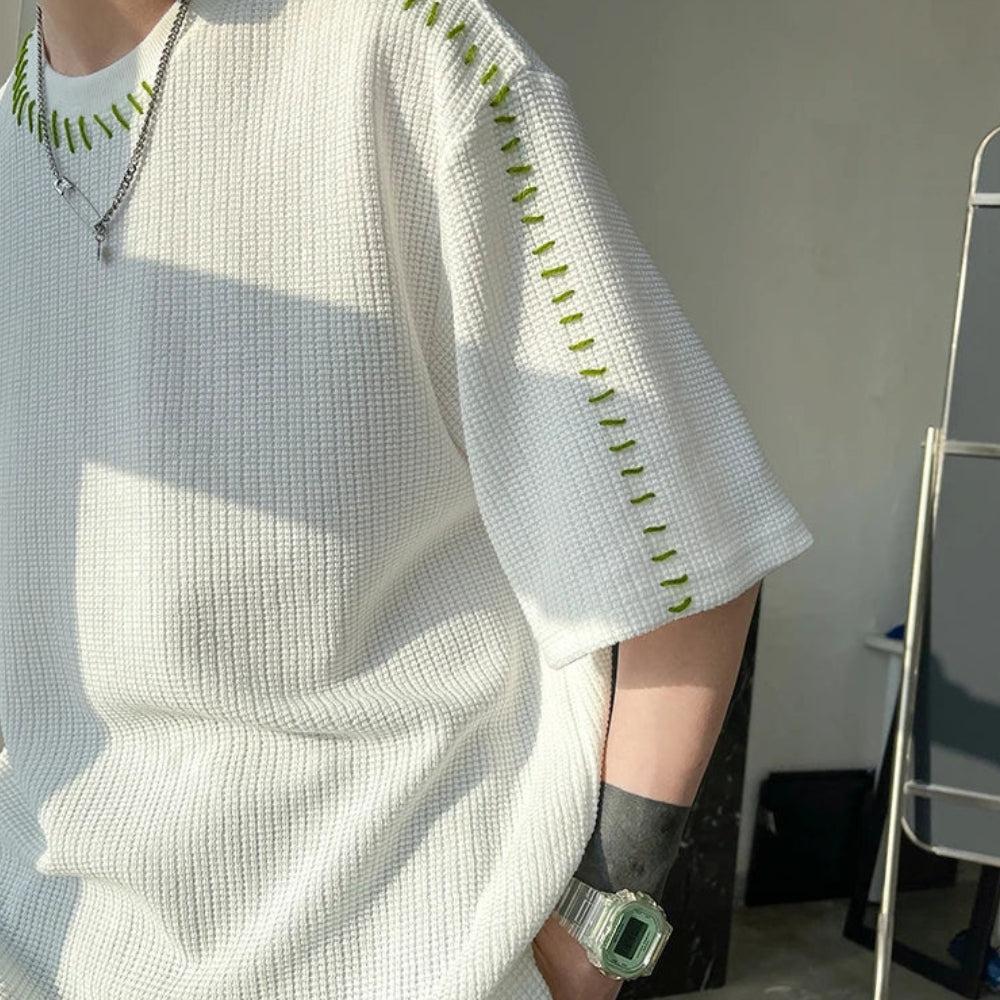 Stylish Work Outfits, Outfit Summer Ideas Soft Boy Contrast Stitch Tee