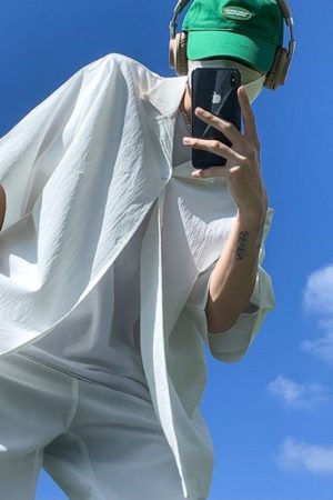 Stylish Work Outfits, Outfit Summer Ideas Soft Boy Shirt and Shorts Two Piece Set