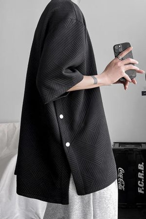 Stylish Work Outfits, Outfit Summer Ideas Soft Boy Snap Button Up Tee