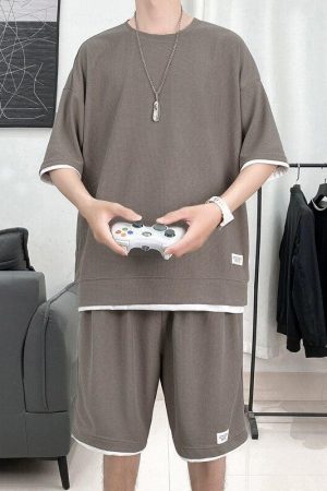 Stylish Work Outfits, Outfit Summer Ideas Soft Boy Sweatshirt & Sweatshorts Two Piece Set