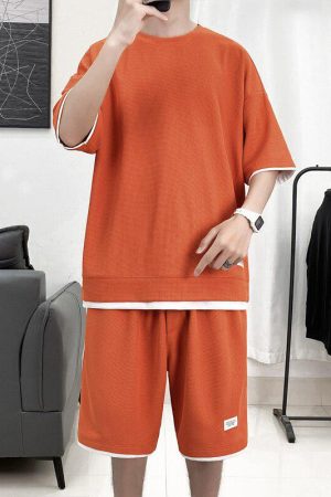 Stylish Work Outfits, Outfit Summer Ideas Soft Boy Sweatshirt & Sweatshorts Two Piece Set