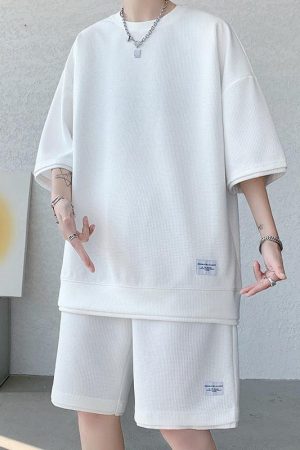 Stylish Work Outfits, Outfit Summer Ideas Soft Boy Sweatshirt & Sweatshorts Two Piece Set