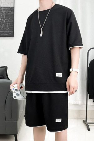 Stylish Work Outfits, Outfit Summer Ideas Soft Boy Sweatshirt & Sweatshorts Two Piece Set