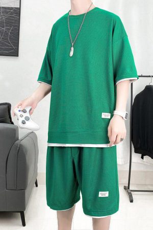 Stylish Work Outfits, Outfit Summer Ideas Soft Boy Sweatshirt & Sweatshorts Two Piece Set