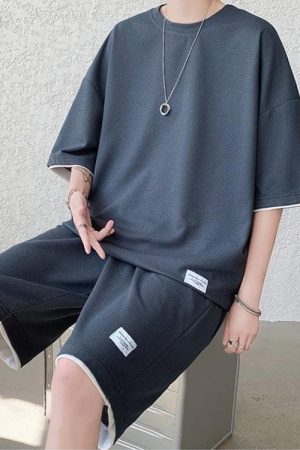 Stylish Work Outfits, Outfit Summer Ideas Soft Boy Sweatshirt & Sweatshorts Two Piece Set