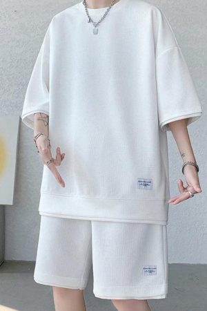 Stylish Work Outfits, Outfit Summer Ideas Soft Boy Sweatshirt & Sweatshorts Two Piece Set