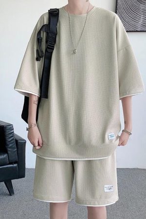 Stylish Work Outfits, Outfit Summer Ideas Soft Boy Sweatshirt & Sweatshorts Two Piece Set