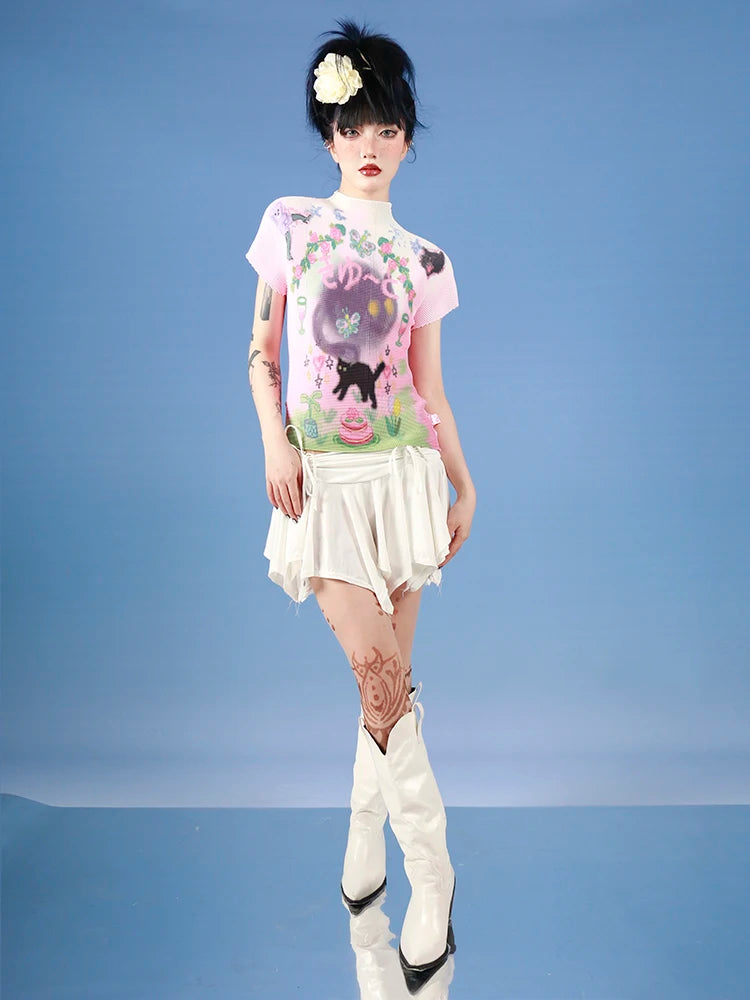 Stylish Work Outfits, Outfit Summer Ideas Soft Girl Black Cat Top Stylish Work Outfits, Outfit Summer Ideas Soft Girl Black Cat Top