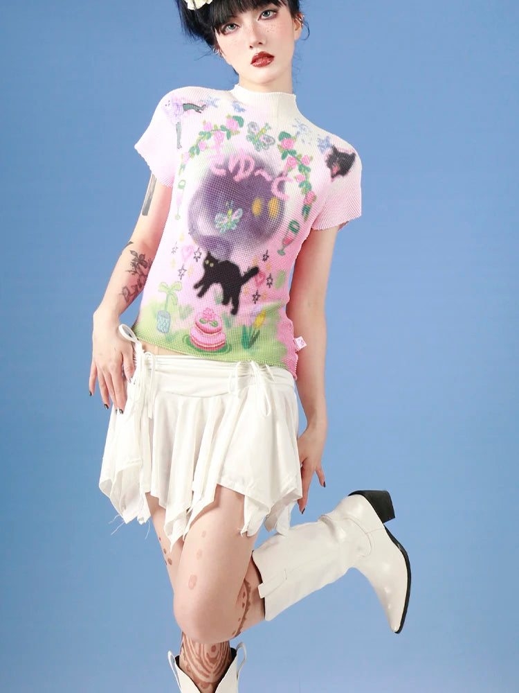 Stylish Work Outfits, Outfit Summer Ideas Soft Girl Black Cat Top Stylish Work Outfits, Outfit Summer Ideas Soft Girl Black Cat Top