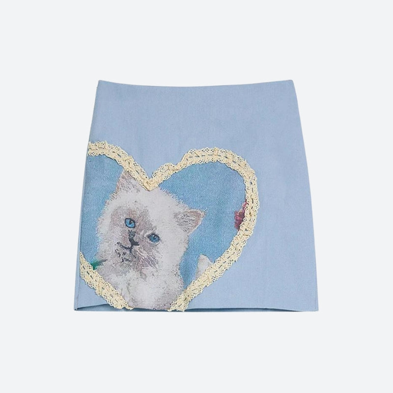 Stylish Work Outfits, Outfit Summer Ideas Soft Girl Cat Heart Mini Skirt