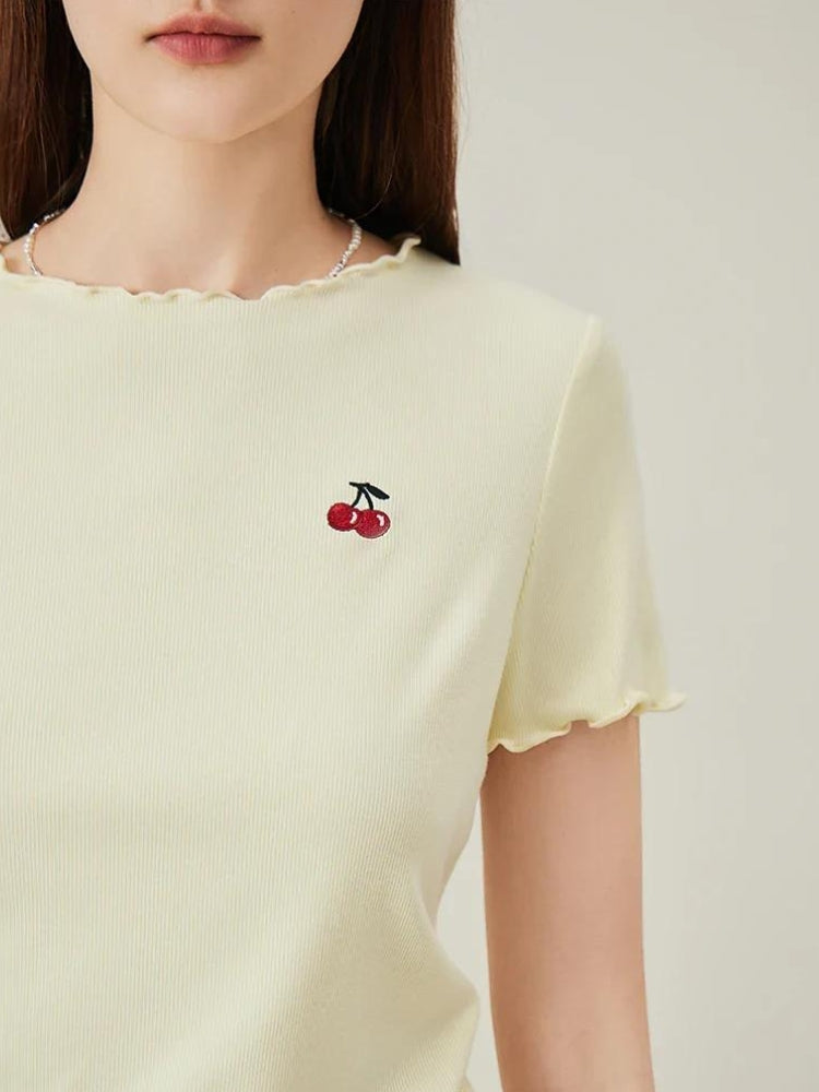 Stylish Work Outfits, Outfit Summer Ideas Soft Girl Cherry Lettuce Edge Tee