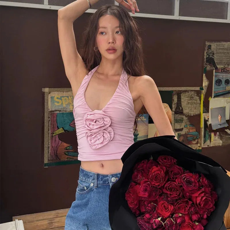 Stylish Work Outfits, Outfit Summer Ideas Soft Girl Floral Halter Top Stylish Work Outfits, Outfit Summer Ideas Soft Girl Floral Halter Top