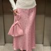 Stylish Work Outfits, Outfit Summer Ideas Soft Girl Floral Satin Midi Skirt