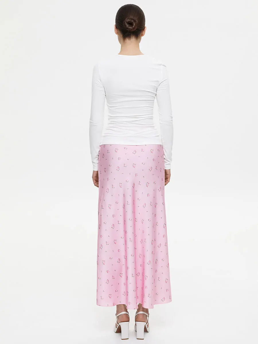 Stylish Work Outfits, Outfit Summer Ideas Soft Girl Floral Satin Midi Skirt Stylish Work Outfits, Outfit Summer Ideas Soft Girl Floral Satin Midi Skirt