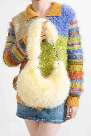 Stylish Work Outfits, Outfit Summer Ideas Soft Girl Fluffy Multifunctional Bag