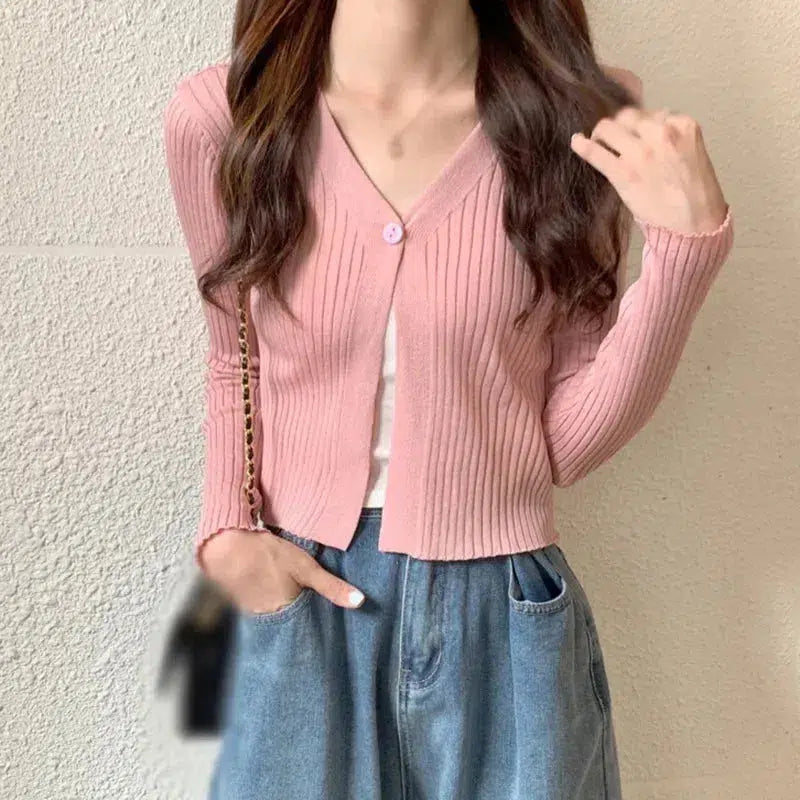 Stylish Work Outfits, Outfit Summer Ideas Soft Girl One Button Cardigan