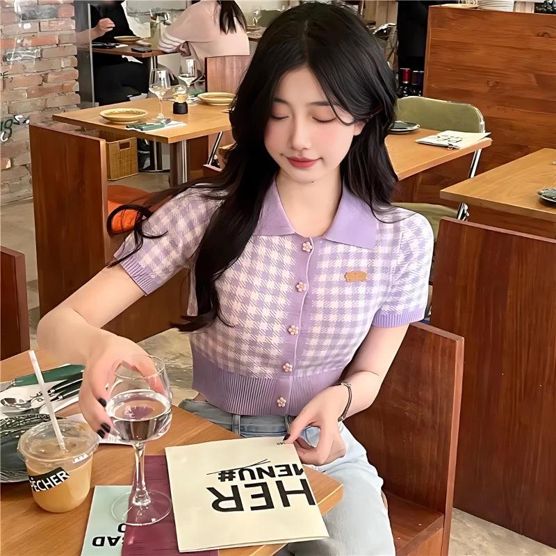 Stylish Work Outfits, Outfit Summer Ideas Soft Girl Plaid Crop Cardigan Stylish Work Outfits, Outfit Summer Ideas Soft Girl Plaid Crop Cardigan